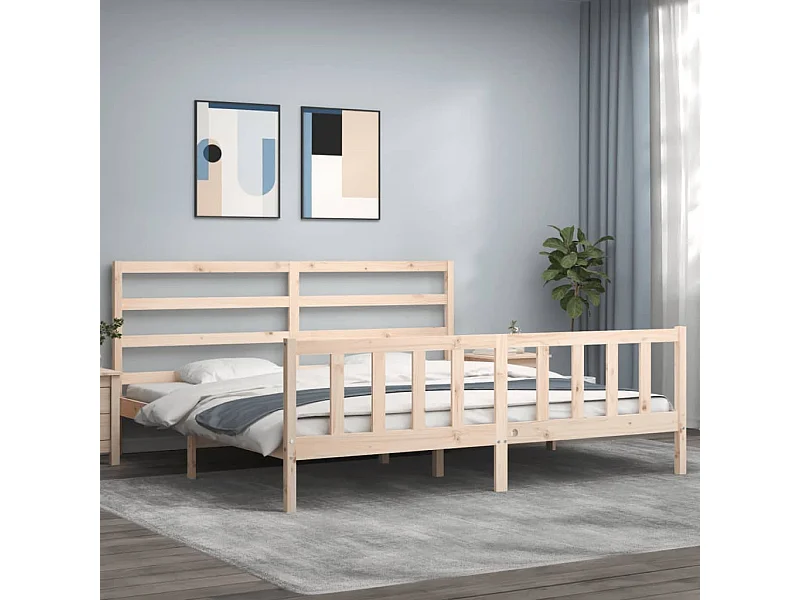 Bedframe met hoofdbord massief hout 200x200 cm NL58948