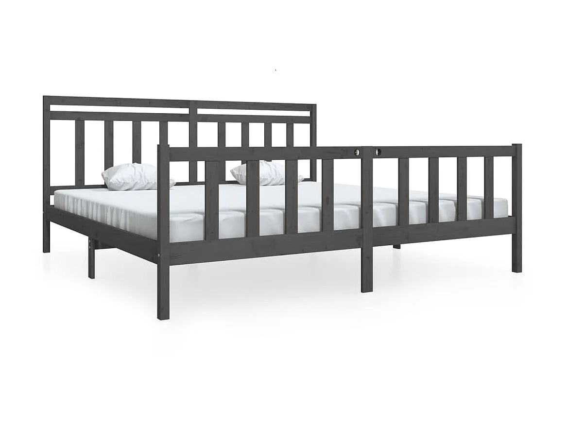 Lit-200x200 cm Gris Bois massif EGGB17883