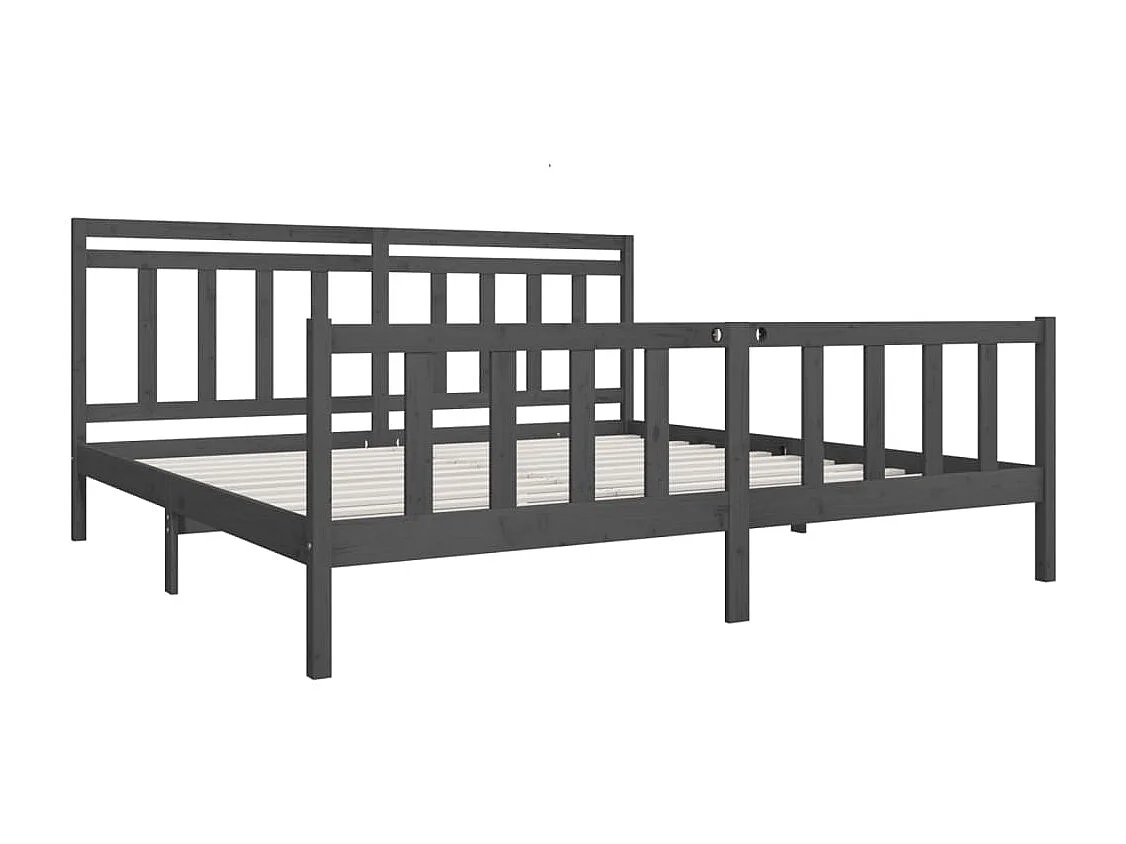 Lit-200x200 cm Gris Bois massif EGGB17883