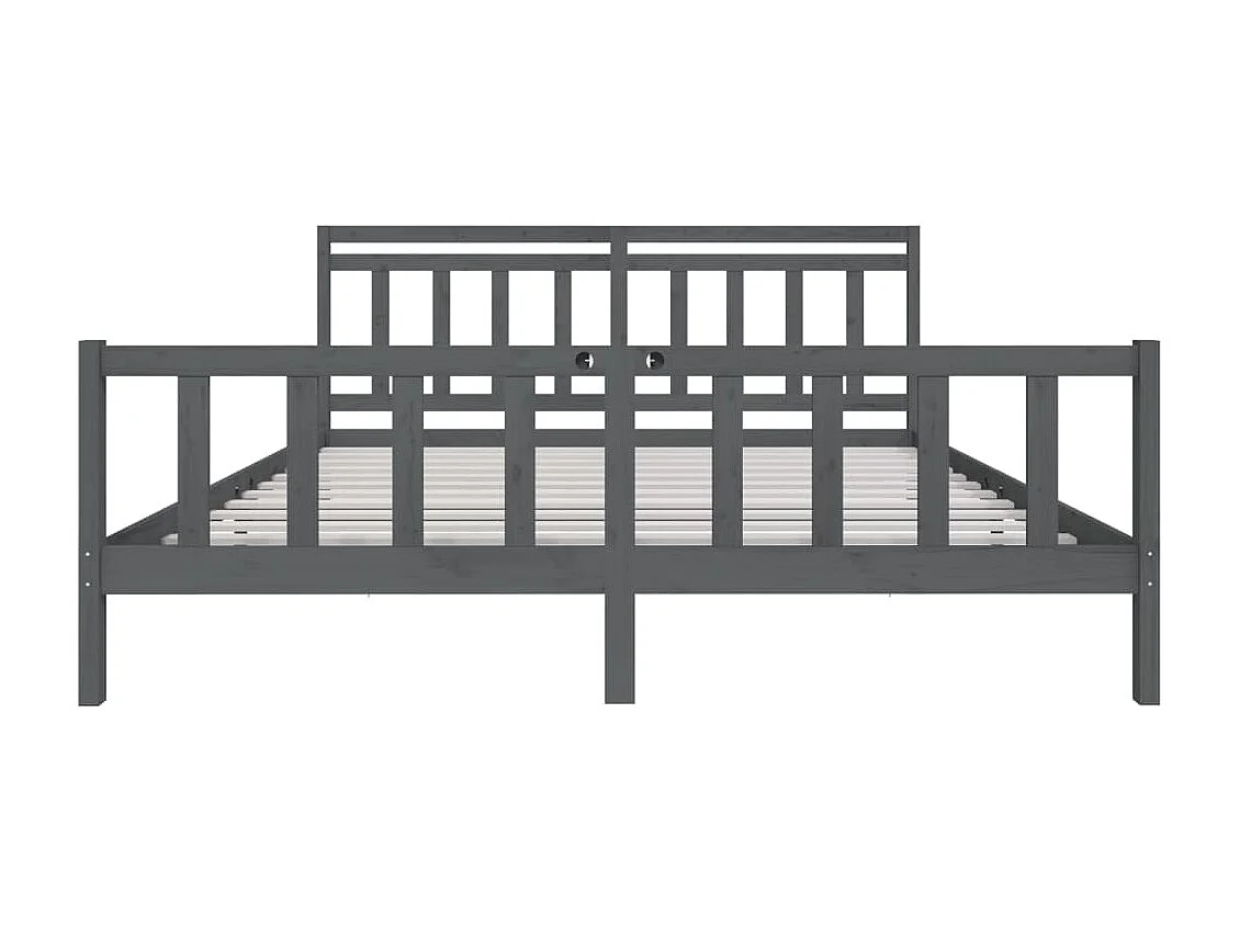 Lit-200x200 cm Gris Bois massif EGGB17883