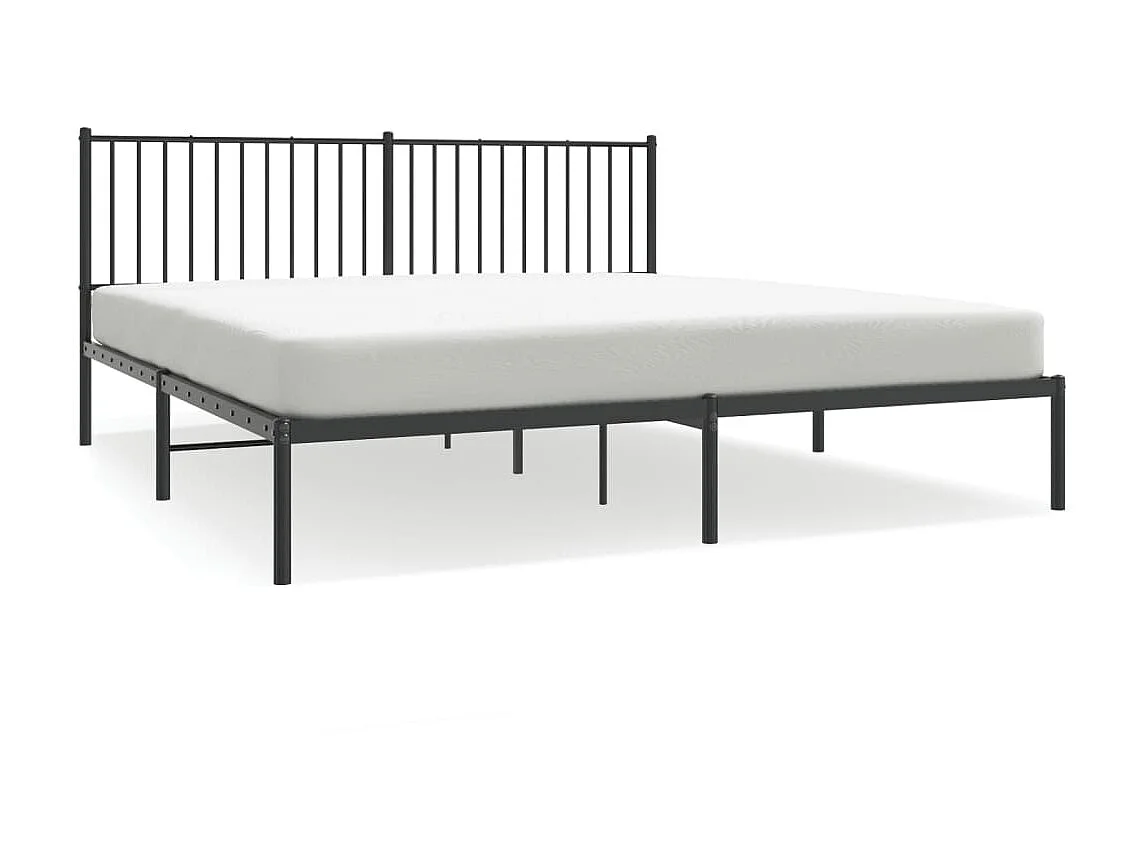 Lit-180x200 cm métal avec tête de lit noir EGGB83348