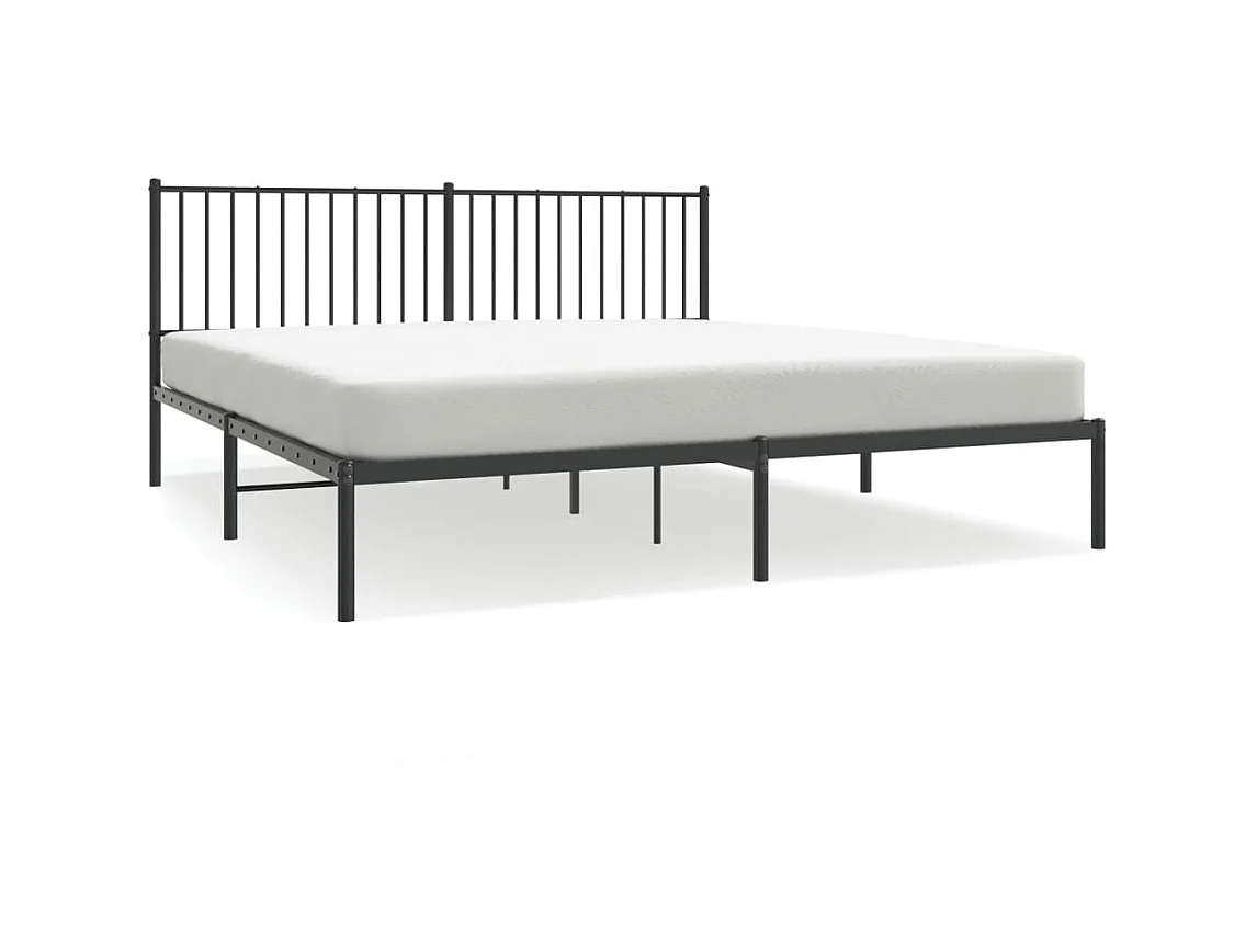 Cama em metal com cabeceira 180x200 cm preto PT727846
