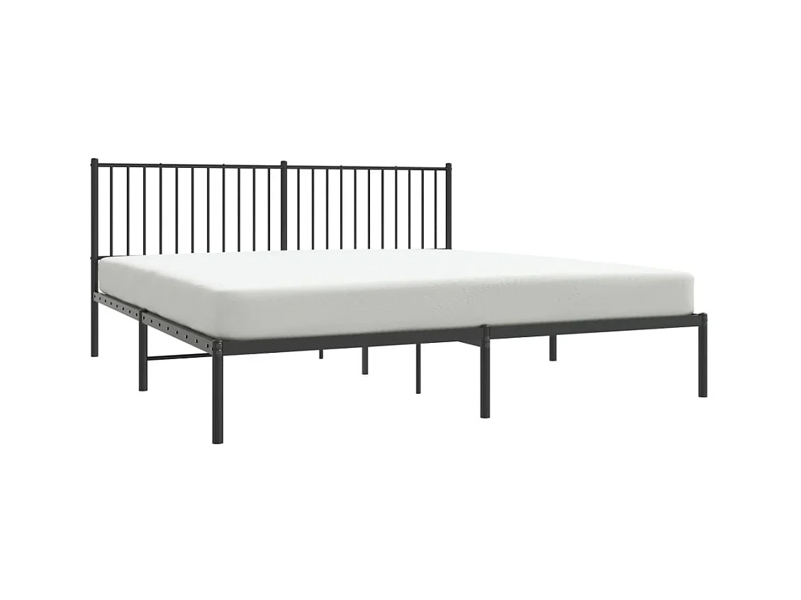 Cama em metal com cabeceira 180x200 cm preto PT727846