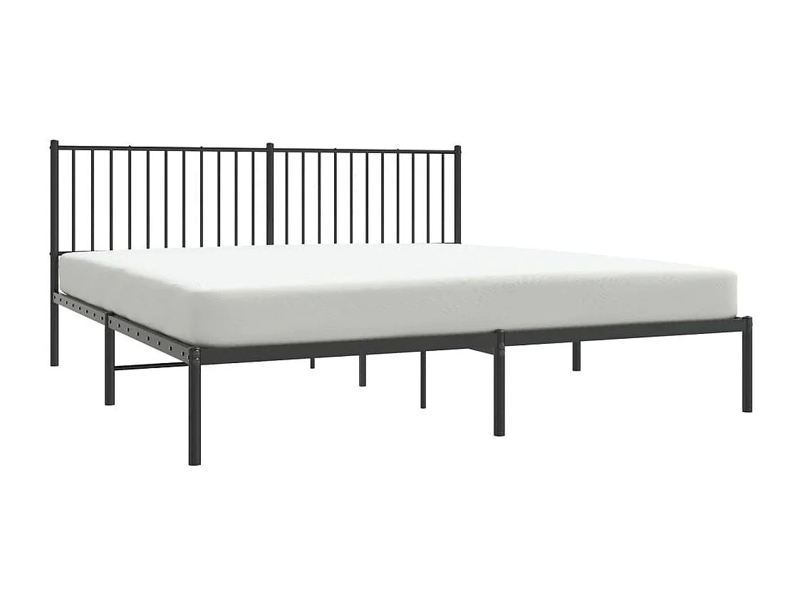 Cama em metal com cabeceira 180x200 cm preto PT727846