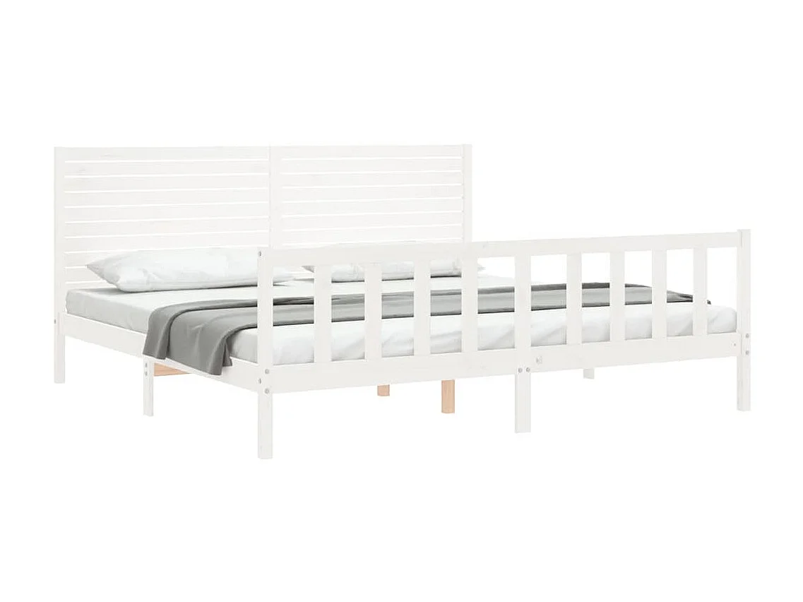 Lit-180x200 cm avec tête de lit blanc Super King bois massif EGGB65727