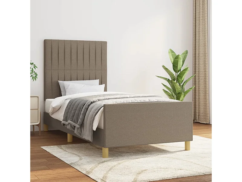 Bedframe met hoofdeinde stof taupe 90x200 cm NL26165