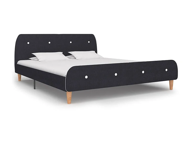 Lit-160x200 cm Gris foncéé Tissu EGGB44915