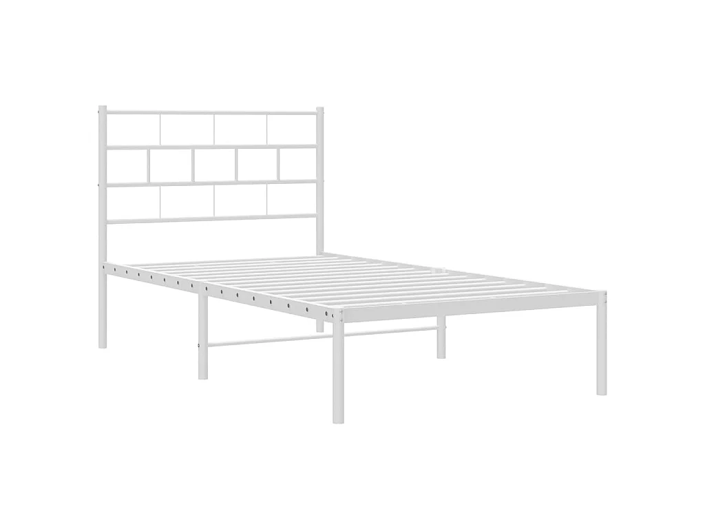 Bedframe met hoofdbord metaal wit 75 x 190 cm NL70392