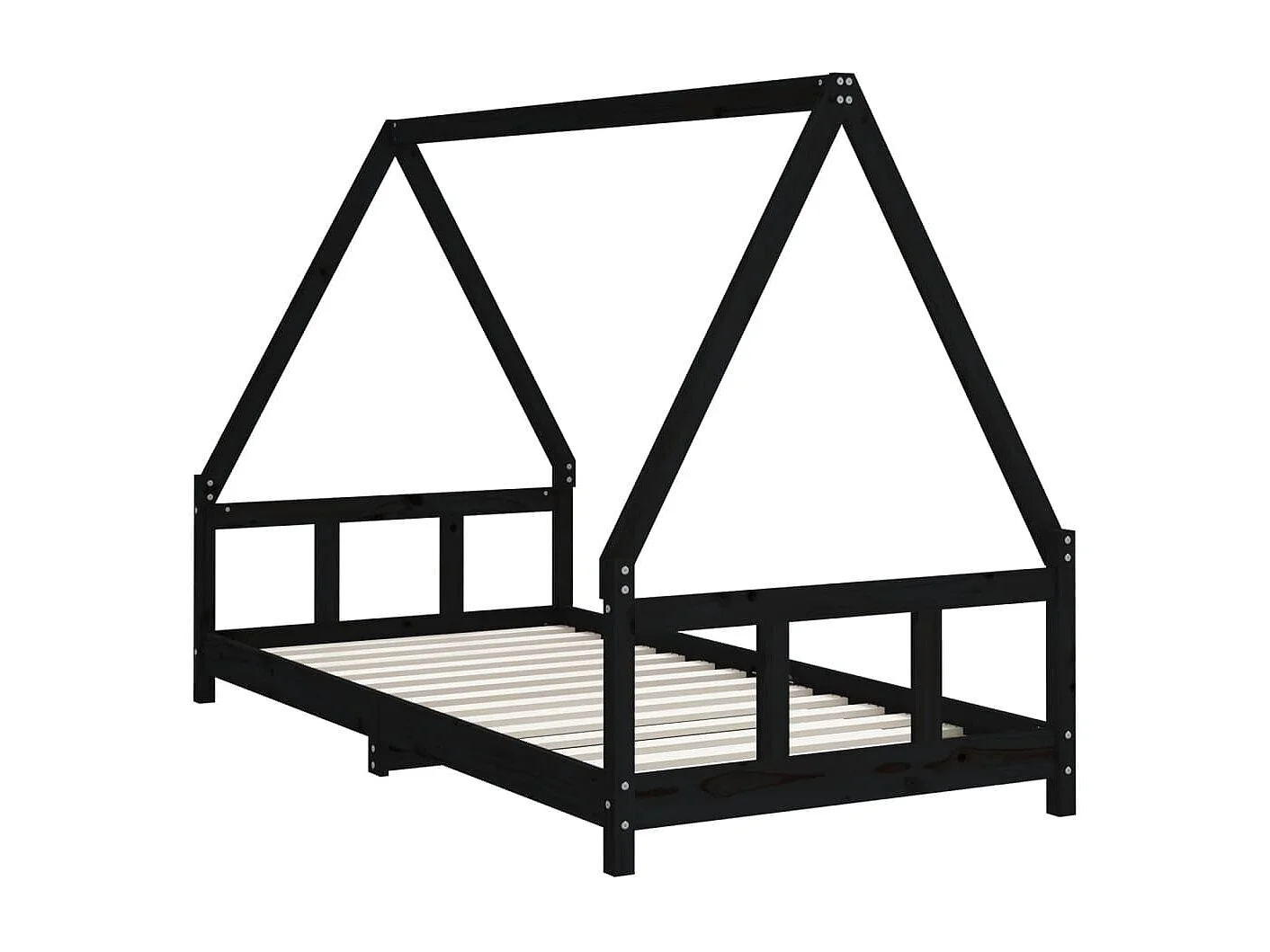 Lit-90x190 cm pour enfants noir bois de pin massif EGGB65434