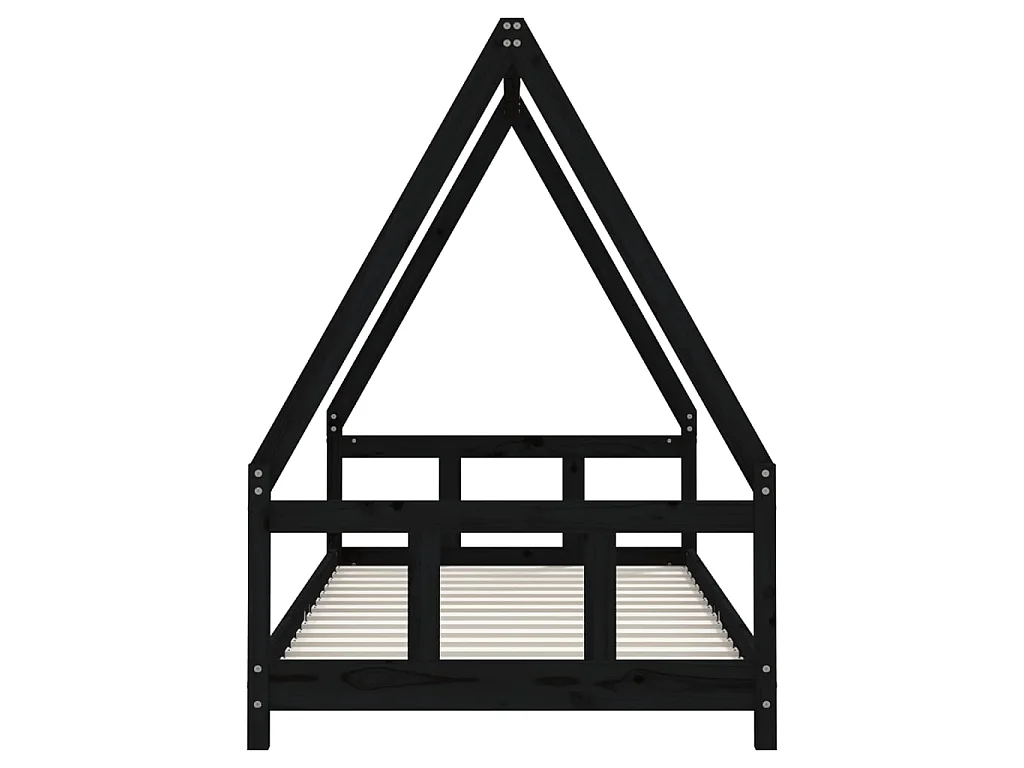 Lit-90x190 cm pour enfants noir bois de pin massif EGGB65434