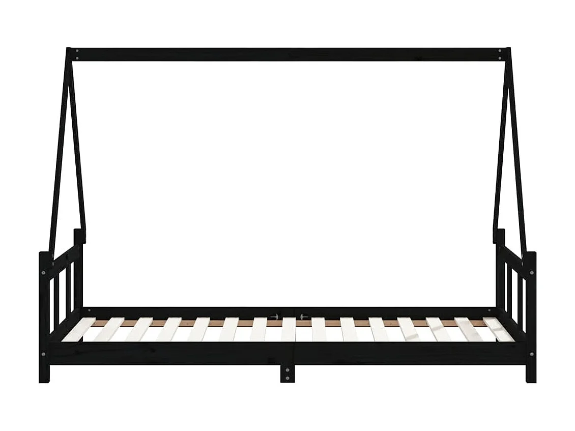 Lit-90x190 cm pour enfants noir bois de pin massif EGGB65434
