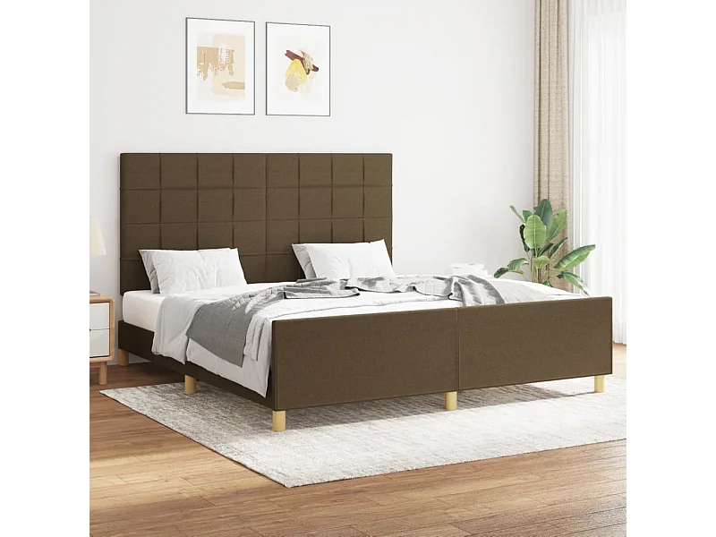 Cama de adulto 160x200 cm tecido castanho-escuro PT437236