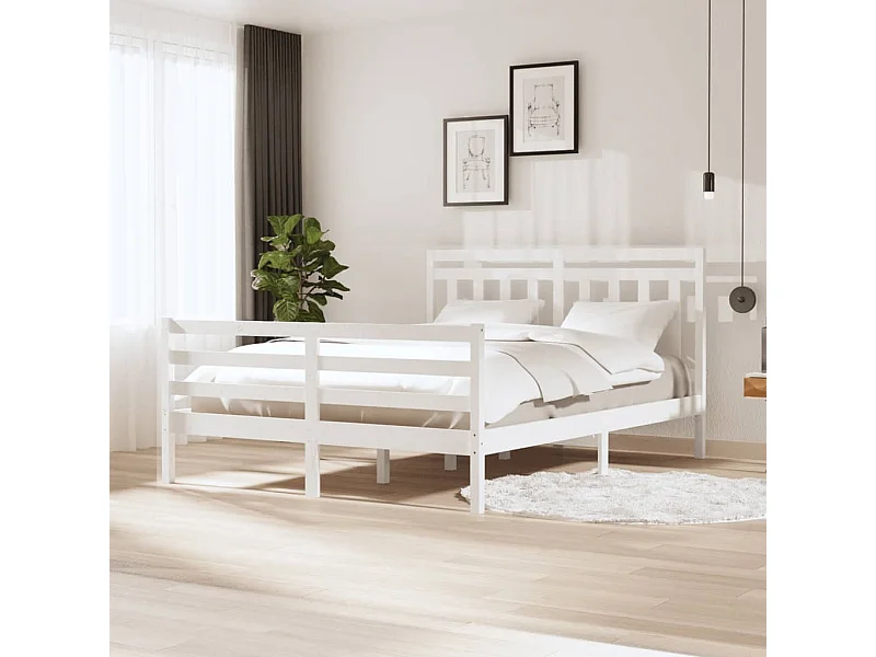 Bedframe massief grenenhout wit 160x200 cm NL44694