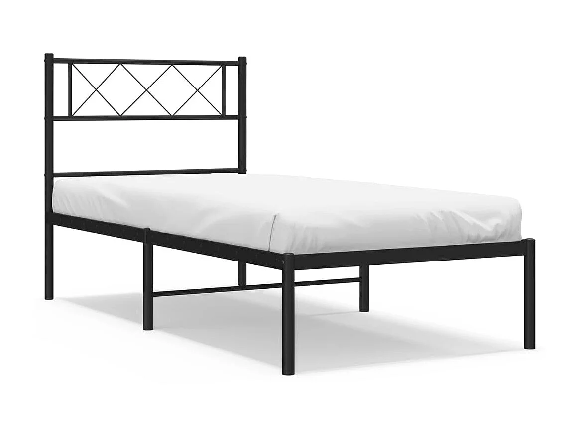 Lit-75x190 cm métal avec tête de lit noir EGGB14114
