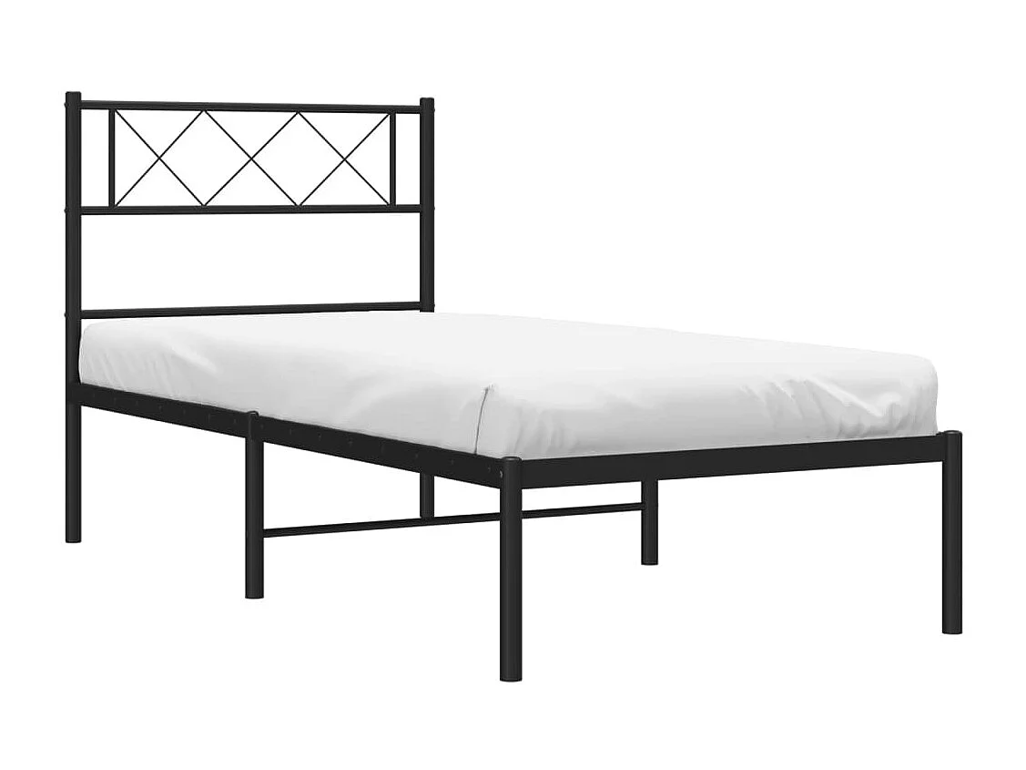 Lit-75x190 cm métal avec tête de lit noir EGGB14114