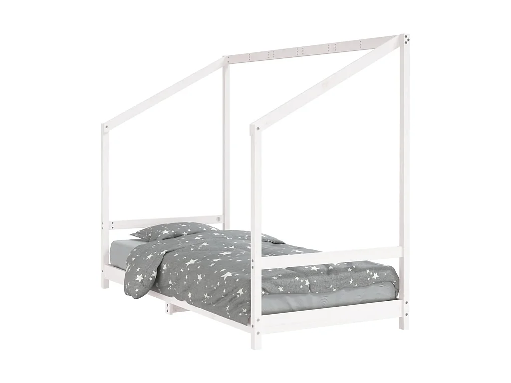 Lit-90x190 cm pour enfants blanc bois de pin massif EGGB61609