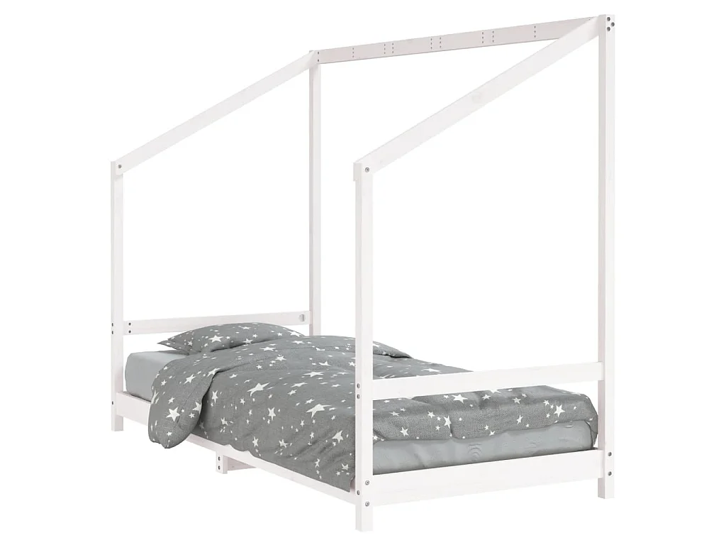 Cama infantil 90x190 cm pinho maciço branco PT204713