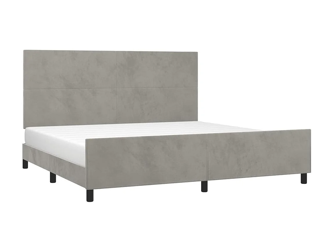 Cama c/ cabeceira 200x200 cm veludo cinzento-claro PT823765