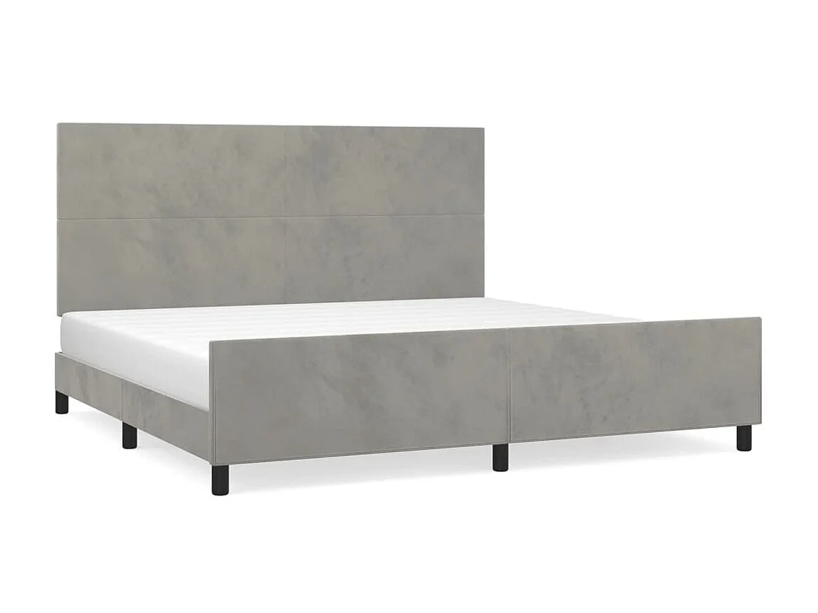 Bedframe met hoofdeinde fluweel lichtgrijs 200x200 cm NL57424