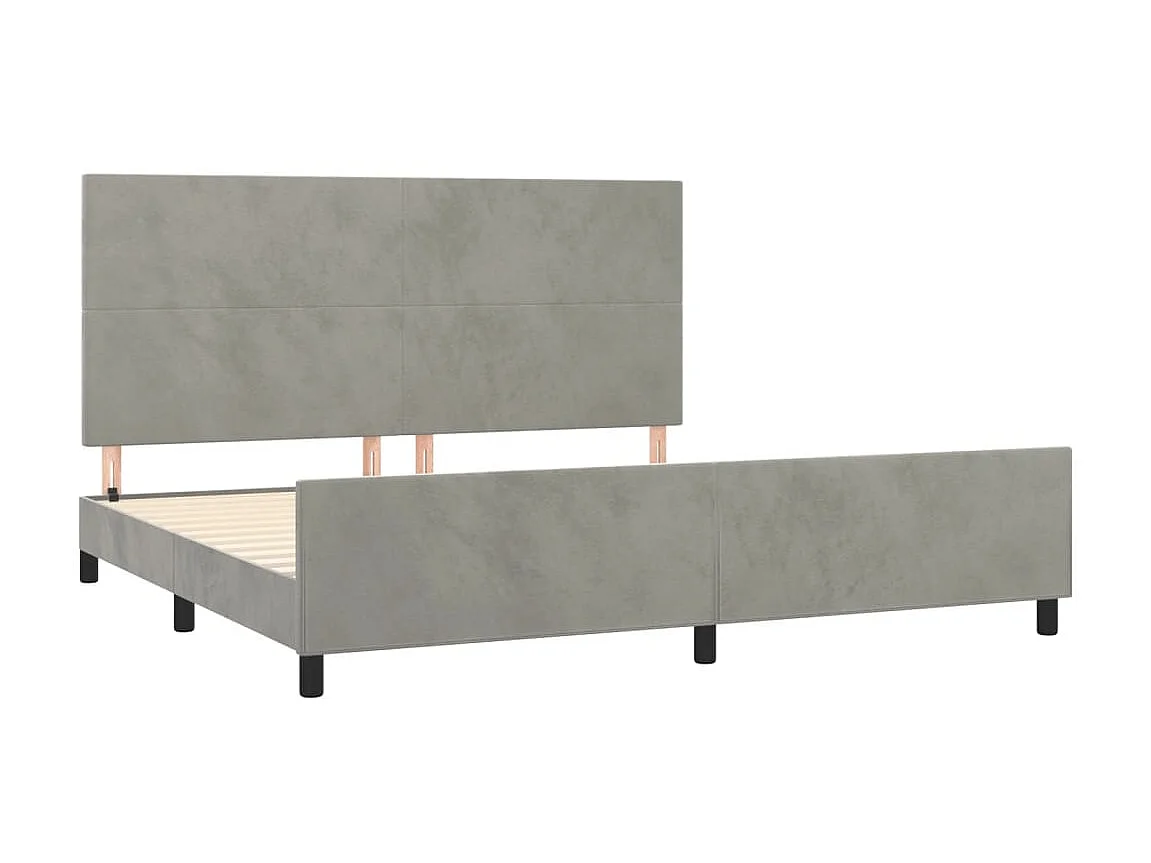 Bedframe met hoofdeinde fluweel lichtgrijs 200x200 cm NL57424