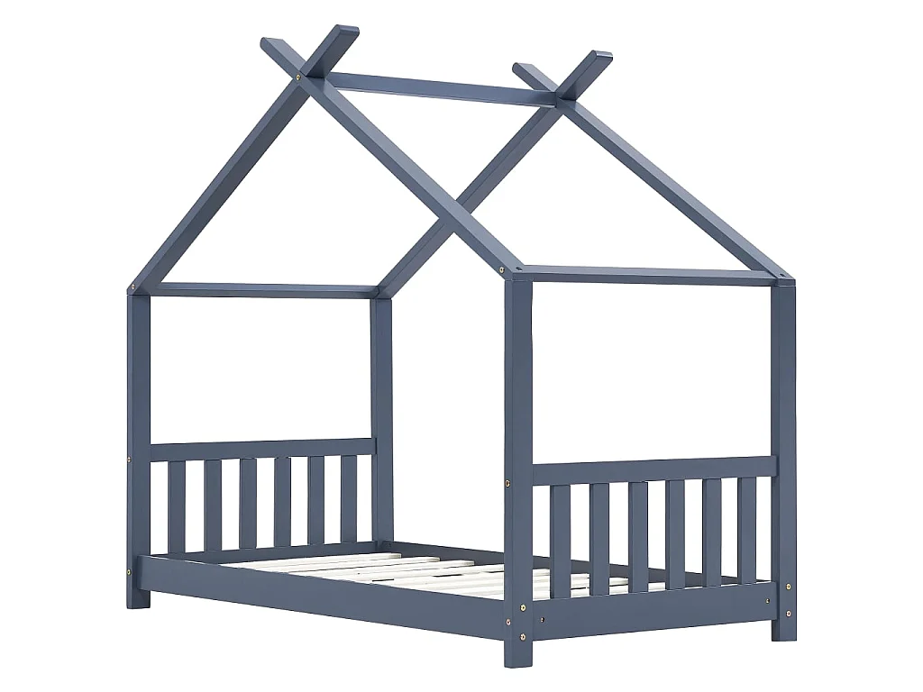 Cama 70x140 cm infantil madera maciza pino gris ES85613