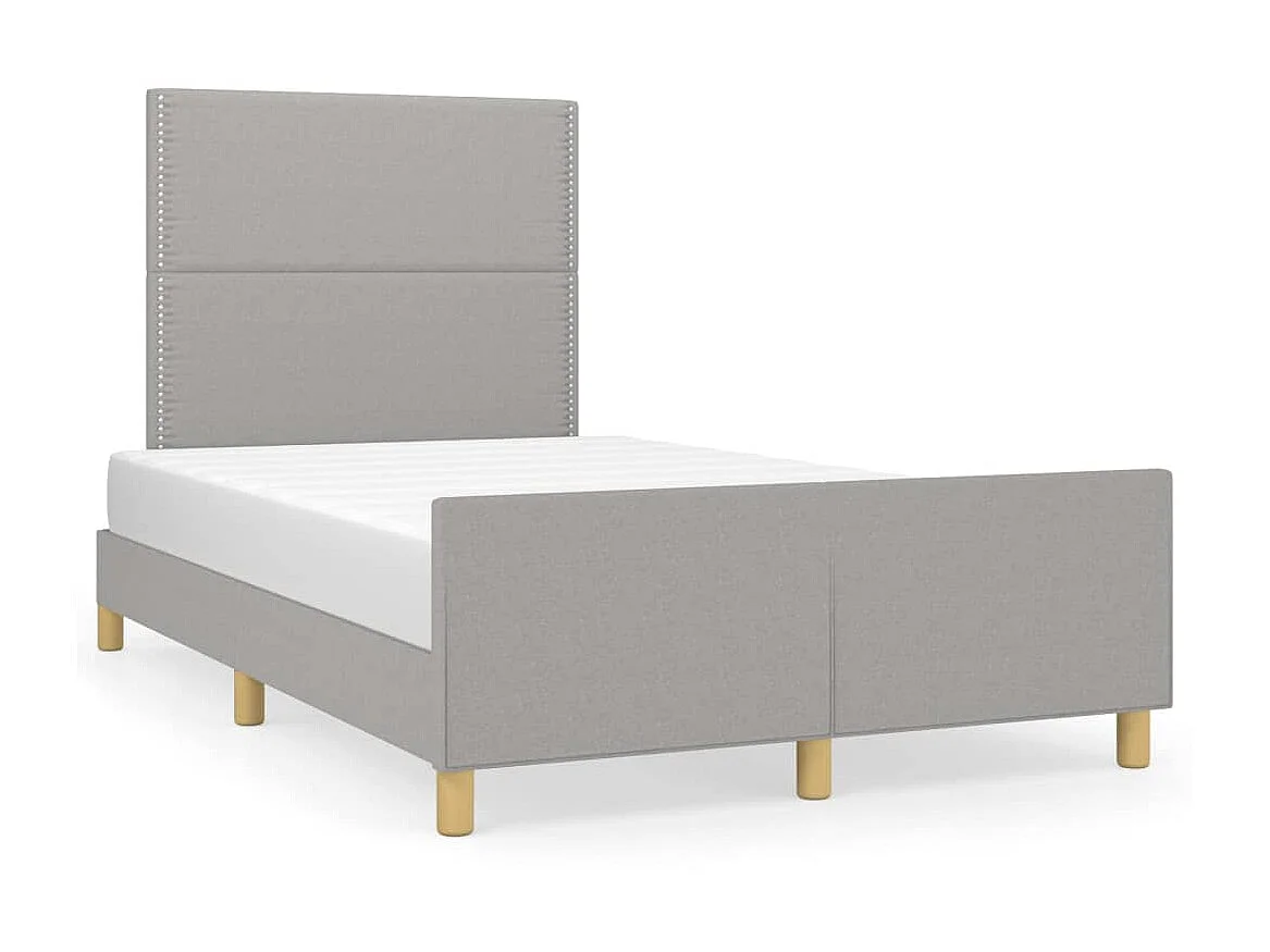 Lit-120x200 cm avec tête de lit Gris clair Tissu EGGB28371