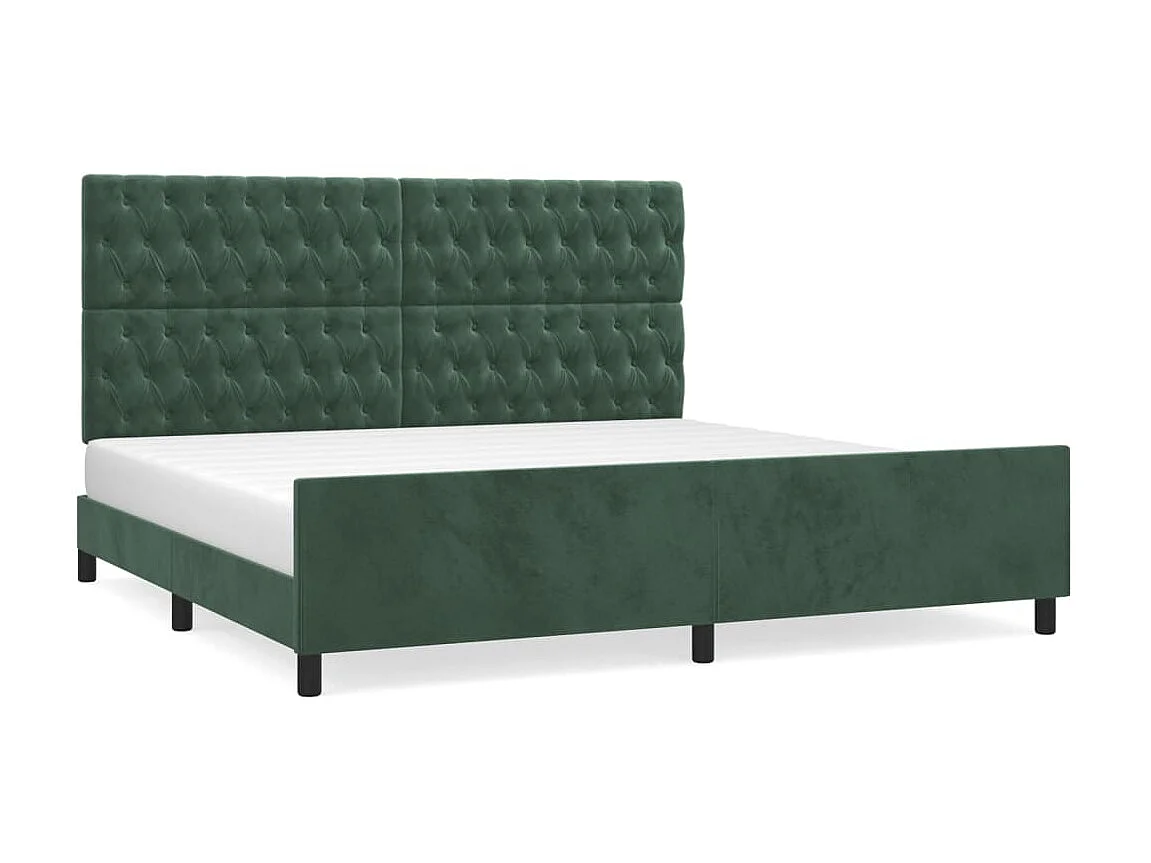 Cama 200x200 cm con cabecero terciopelo verde oscuro ES50340