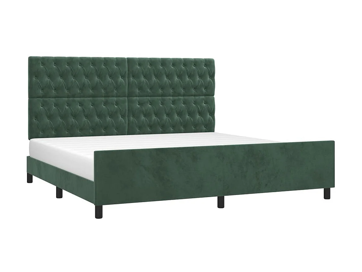 Cama 200x200 cm con cabecero terciopelo verde oscuro ES50340