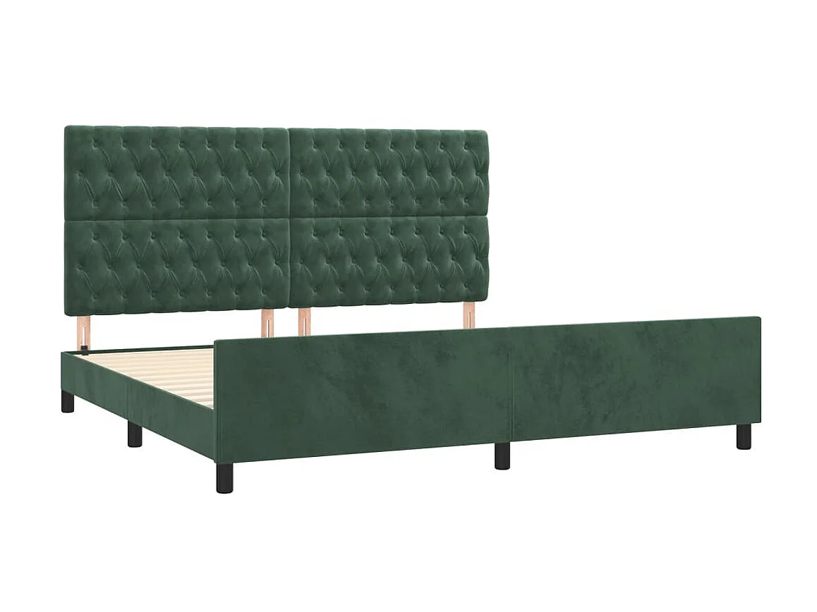 Lit-200x200 cm avec tête de lit Vert foncé Velours EGGB55064