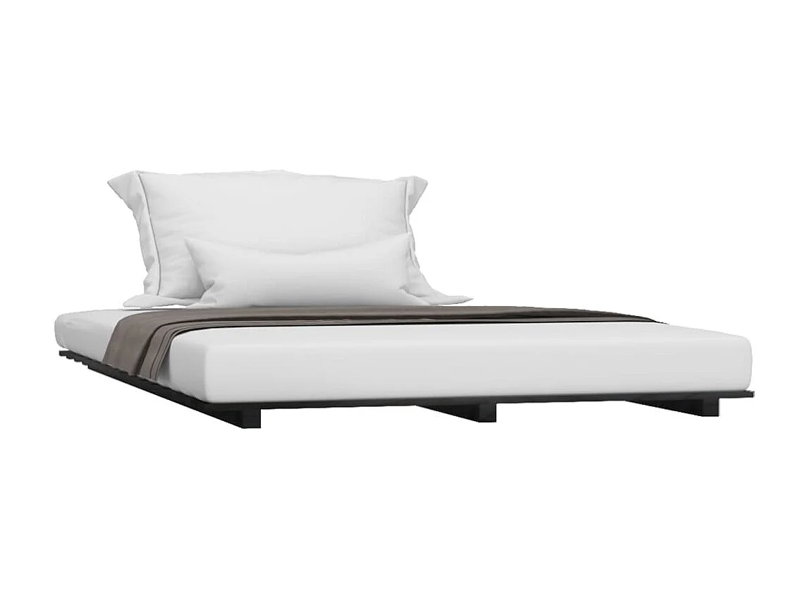 Lit-135x190 cm Noir Bois de pin massif EGGB13872