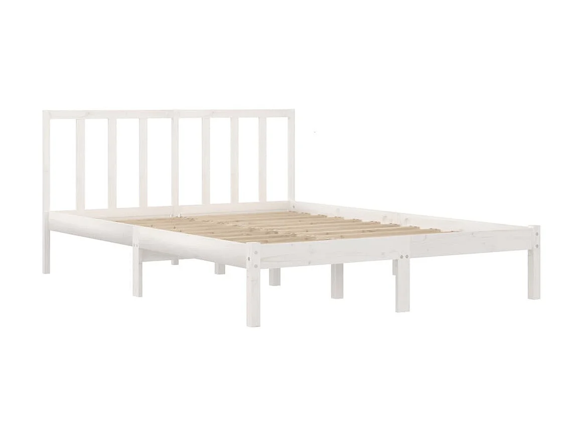 Cama 160x200 cm madeira de pinho maciça branco PT940437