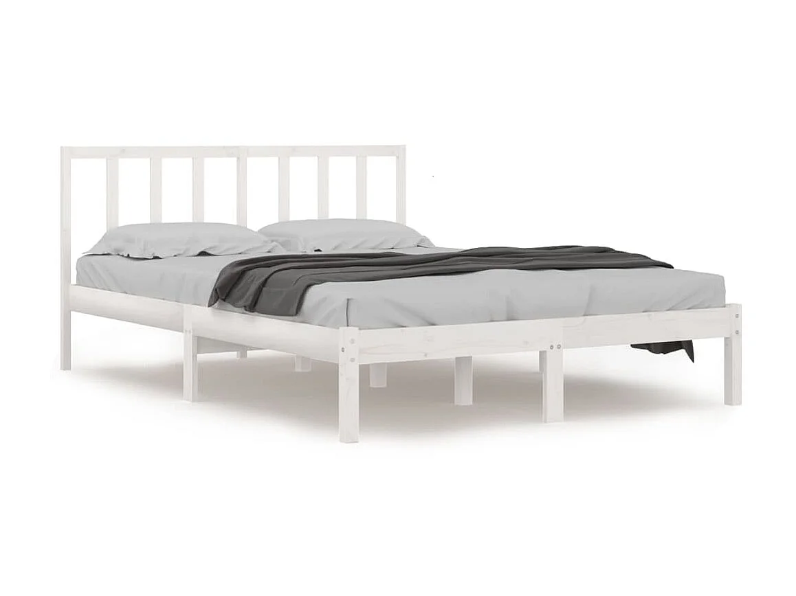 Cama 160x200 cm madeira de pinho maciça branco PT940437