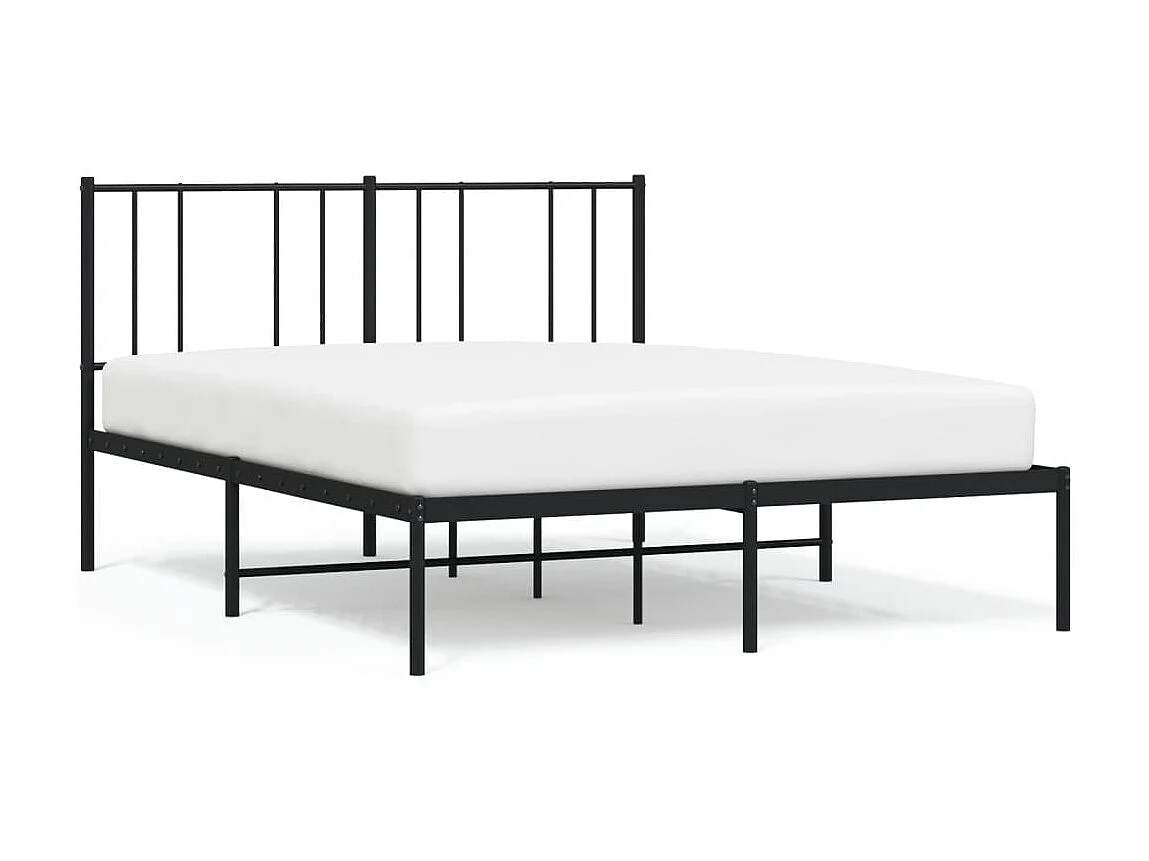 Lit-150x200 cm métal avec tête de lit noir EGGB65365