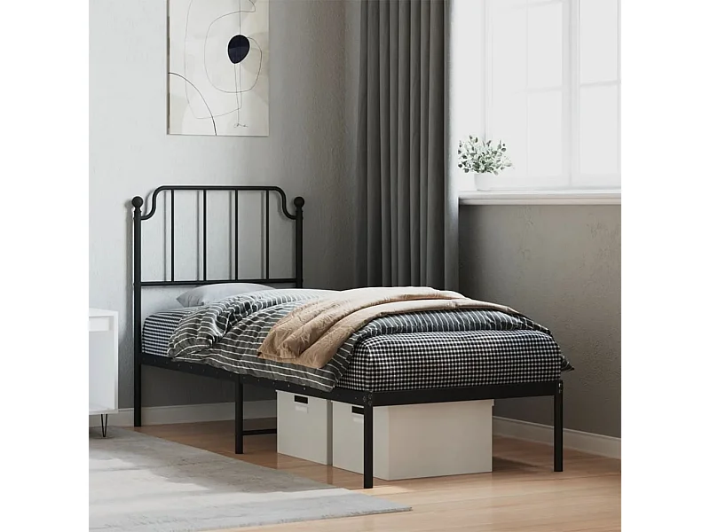 Cama com cabeceira 80x200 cm metal preto PT756614
