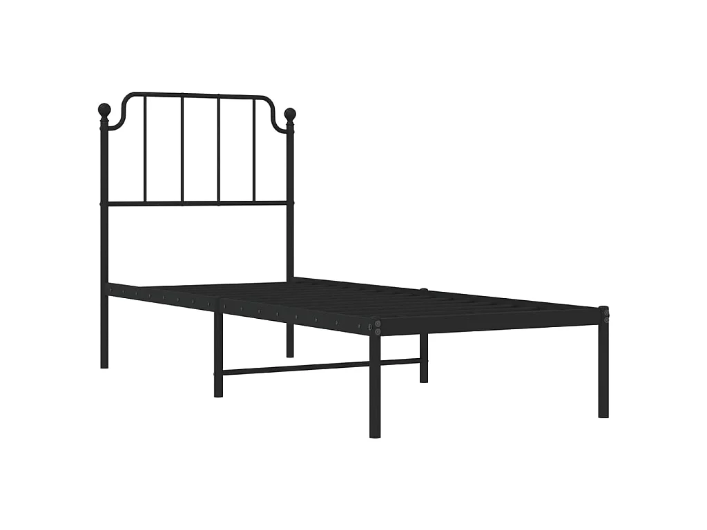 Lit-80x200 cm métal avec tête de lit noir EGGB18078