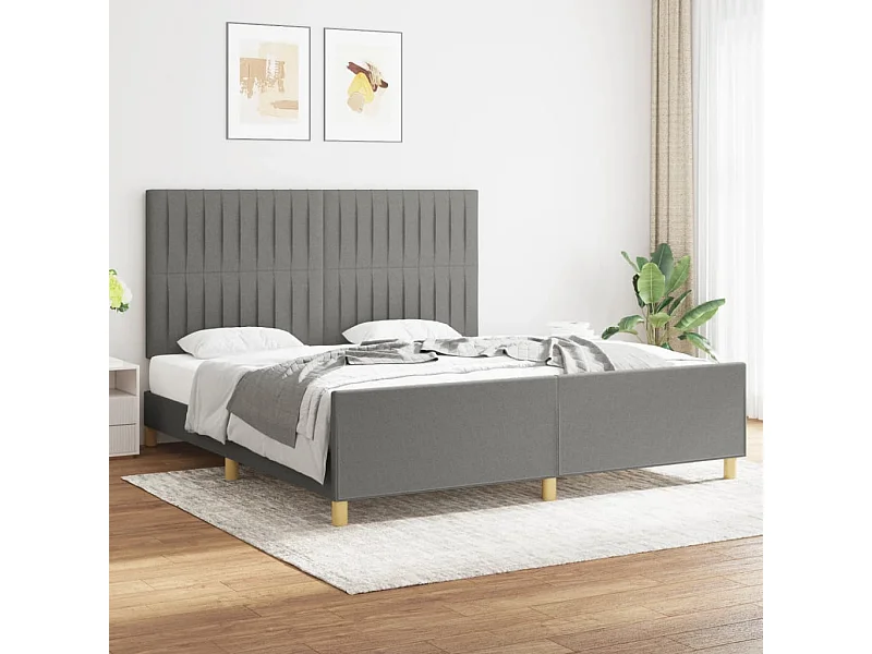 Bedframe met hoofdeinde stof donkergrijs 180x200 cm NL97390