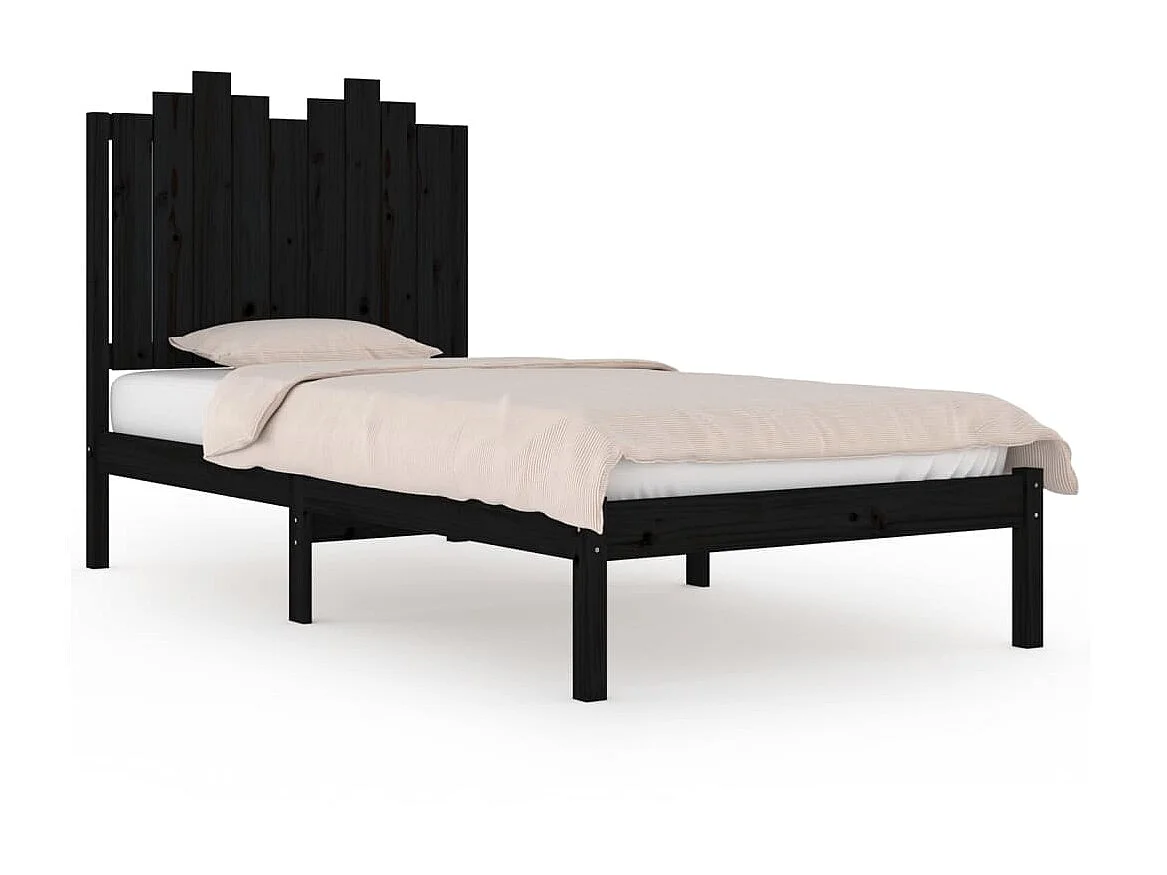 Bedframe massief grenenhout zwart 75x190 cm NL67490