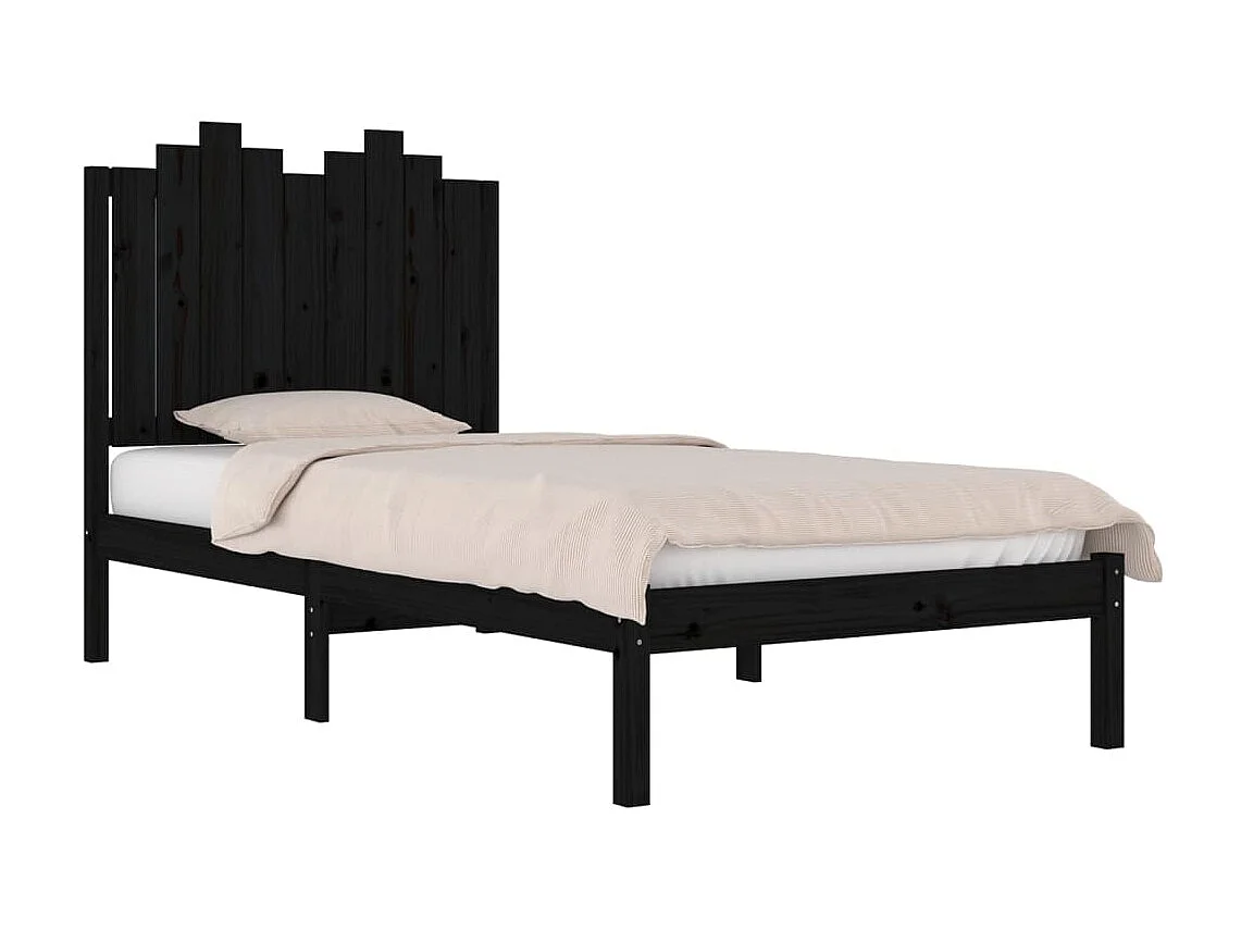Bedframe massief grenenhout zwart 75x190 cm NL67490