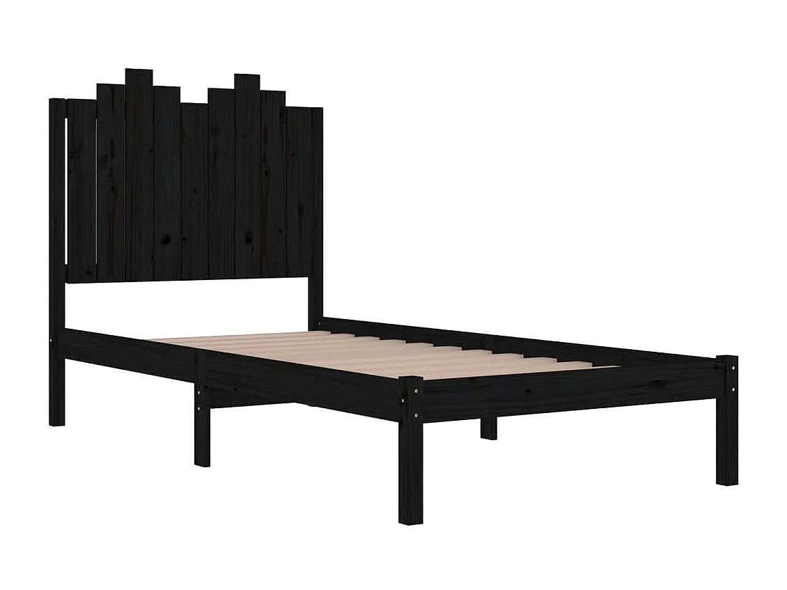 Bedframe massief grenenhout zwart 75x190 cm NL67490