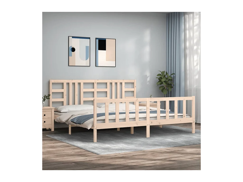 Lit-200x200 cm avec tête de lit bois massif EGGB24584