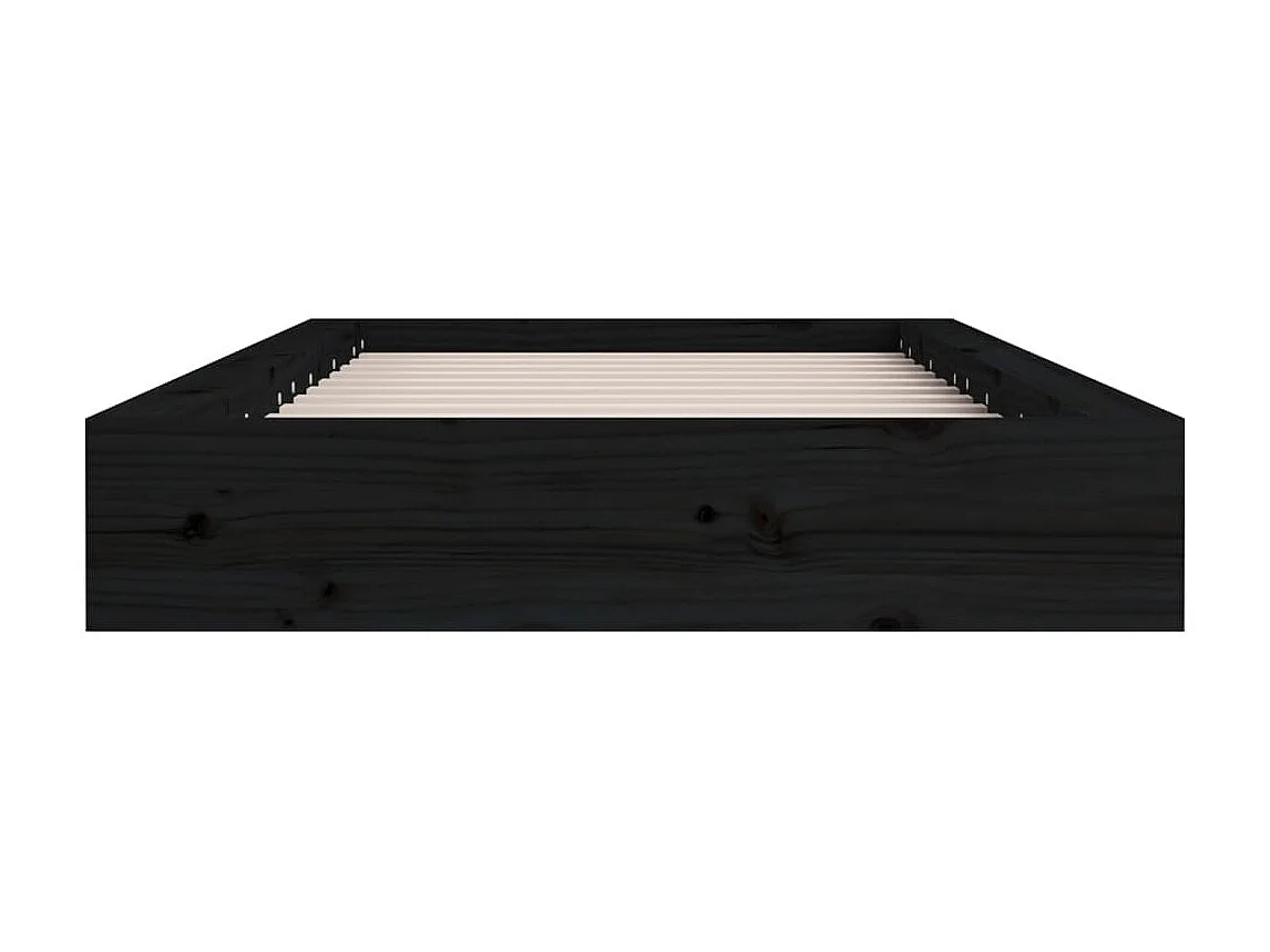 Lit-75x190 cm Noir Petit simple Bois massif EGGB83262