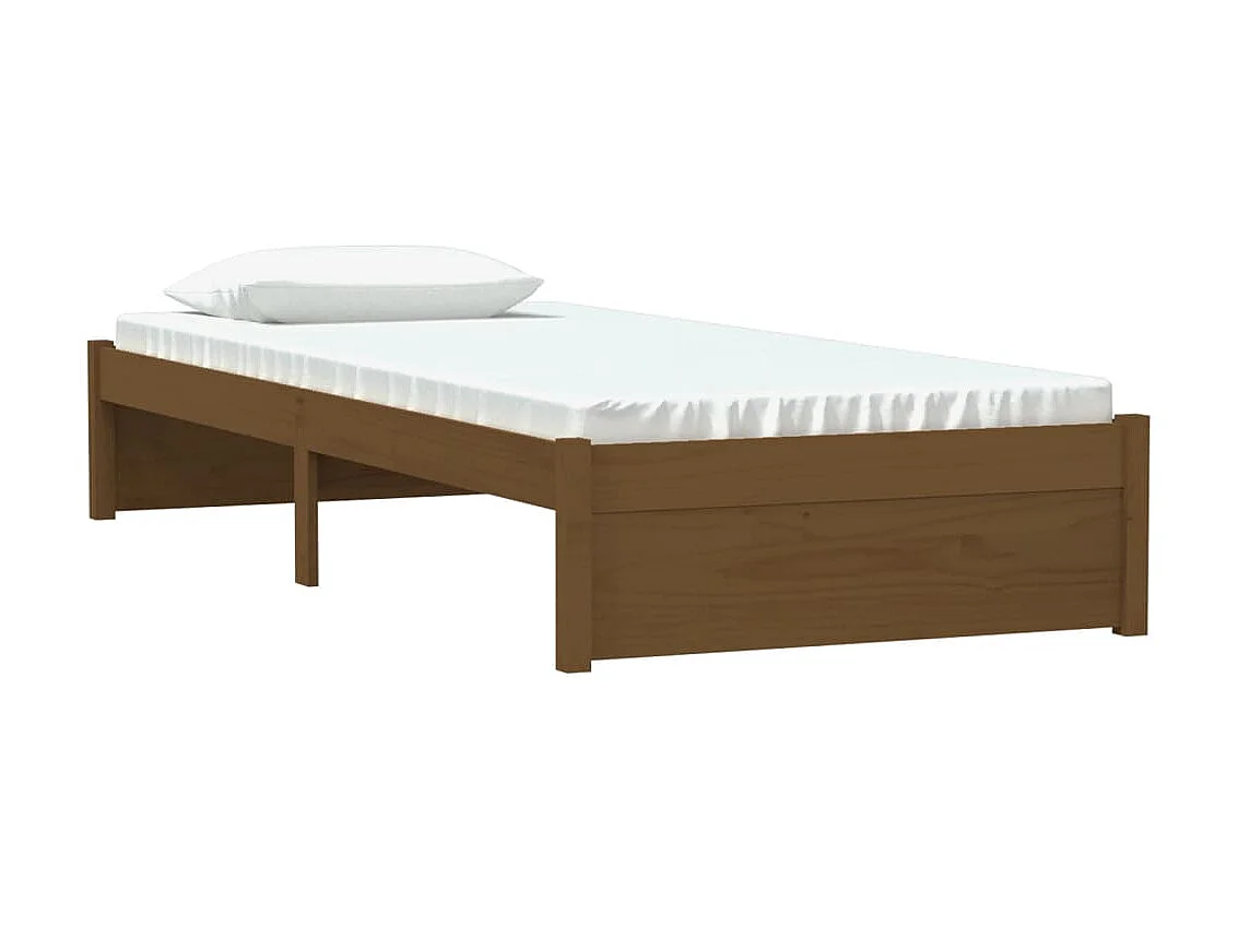 Cama pequena solteiro 75x190 cm madeira castanho mel PT553616