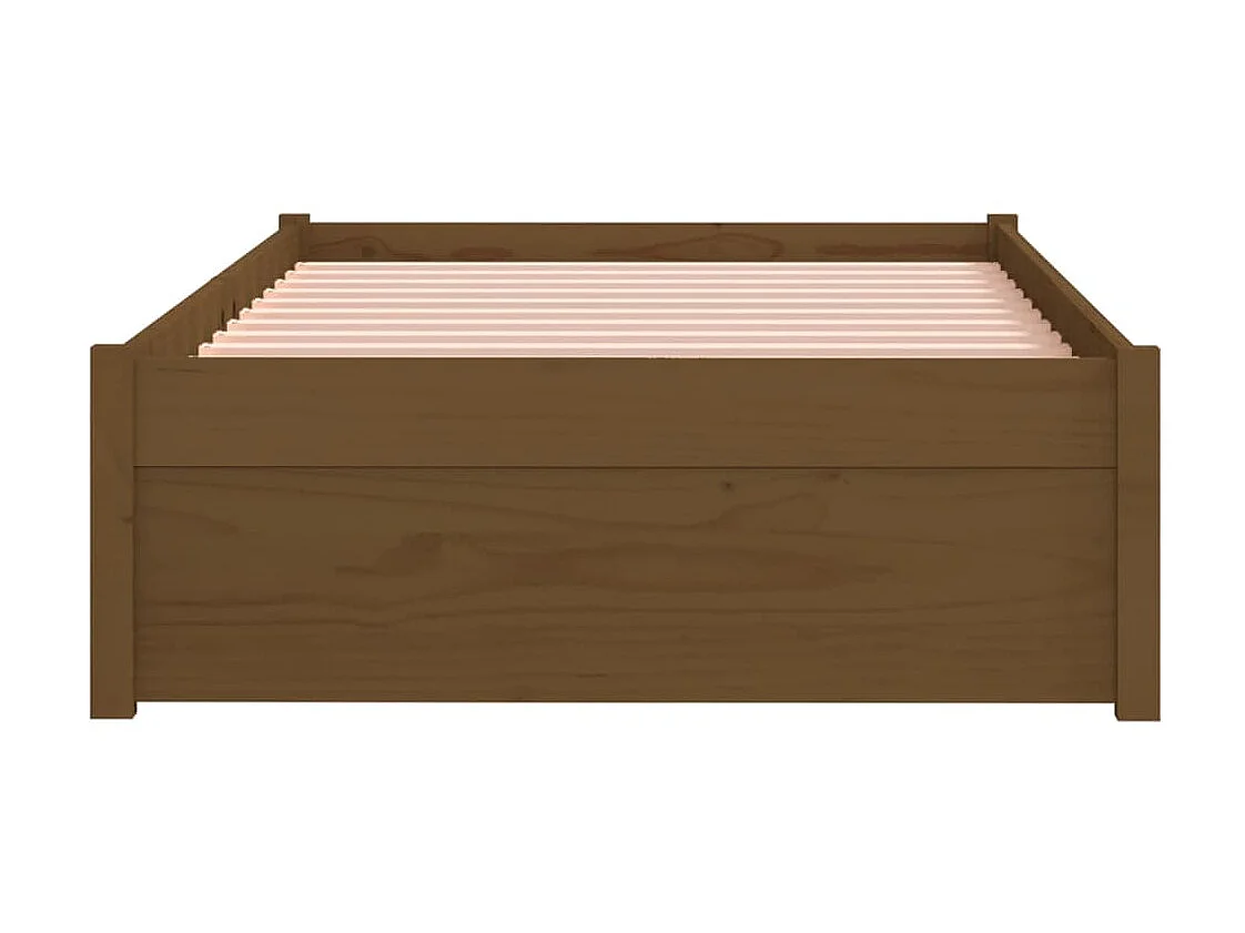 Cama pequena solteiro 75x190 cm madeira castanho mel PT553616