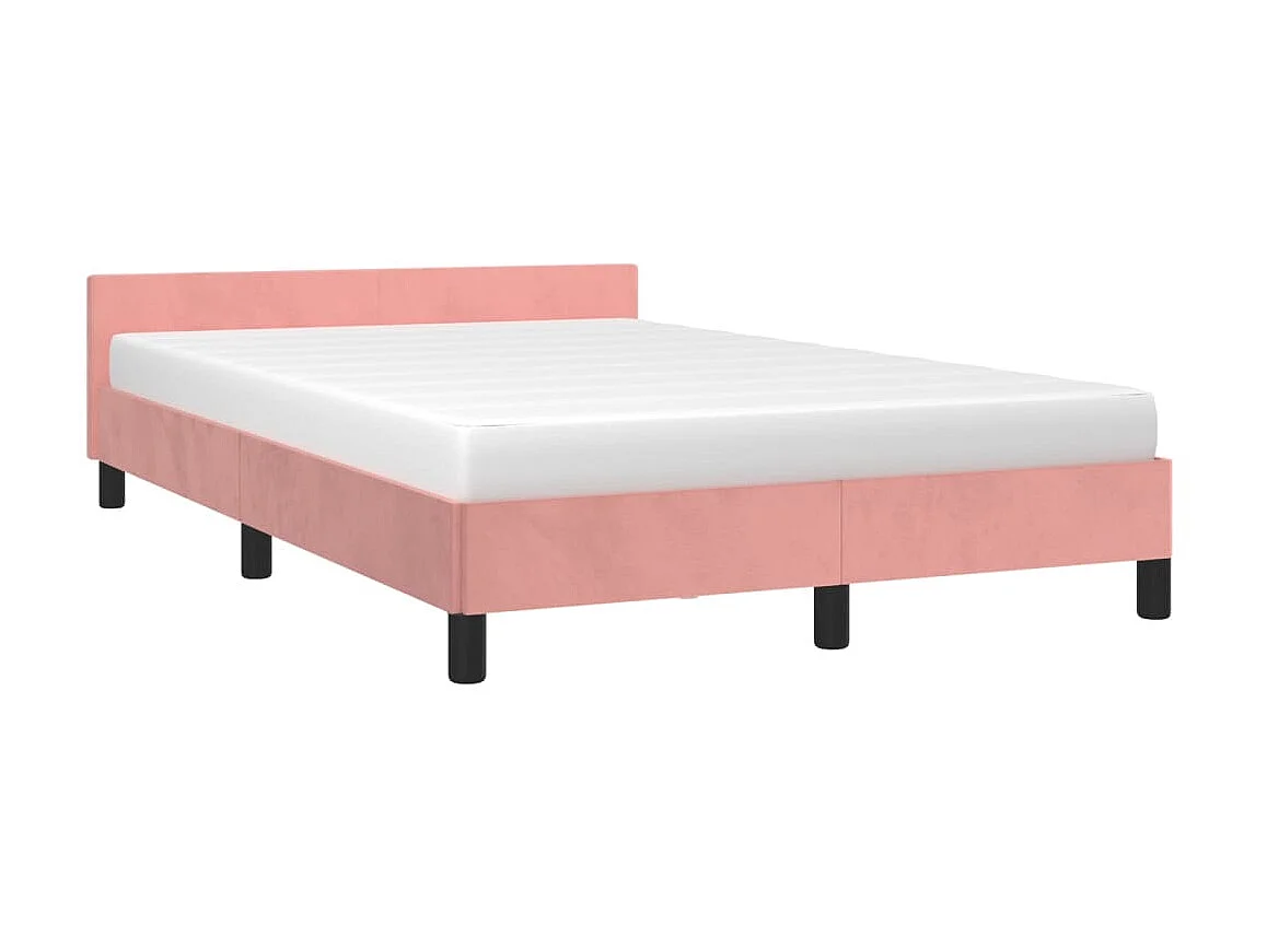 Cama de adulto c/ cabeceira 120x200 cm veludo rosa PT353423