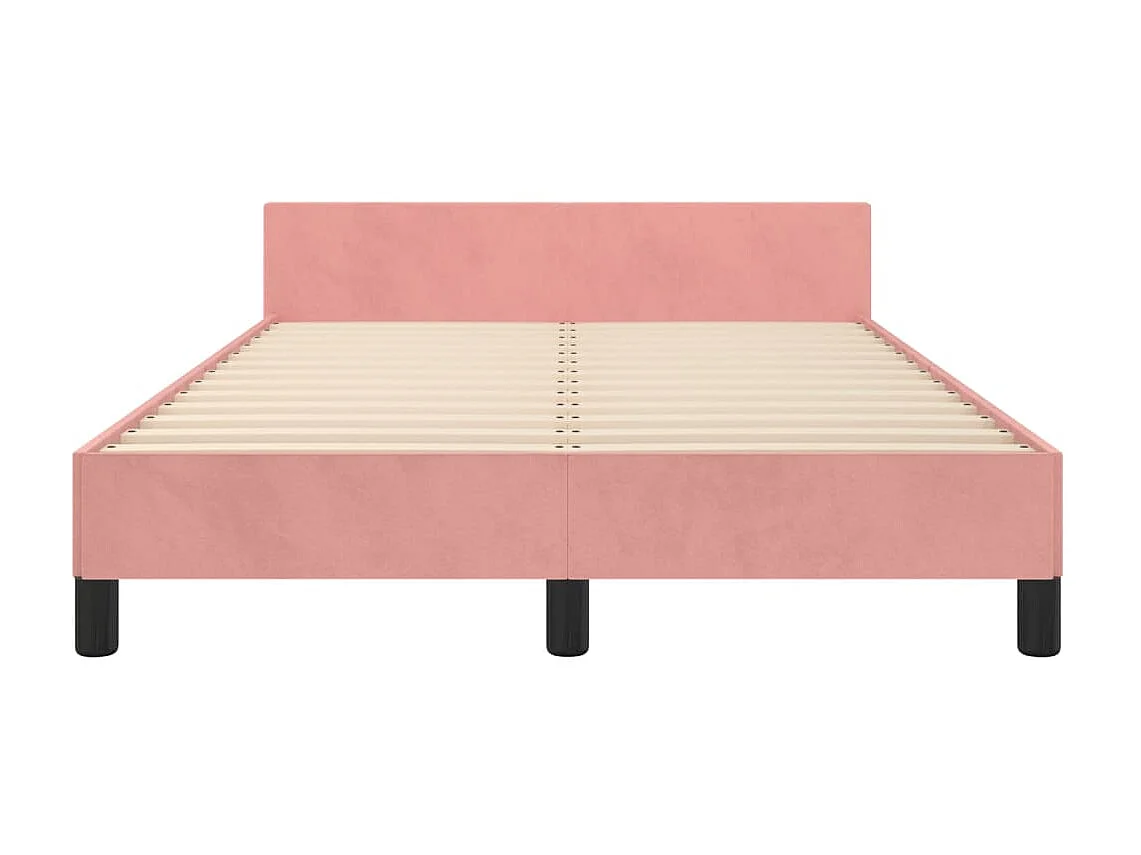 Cama de adulto c/ cabeceira 120x200 cm veludo rosa PT353423