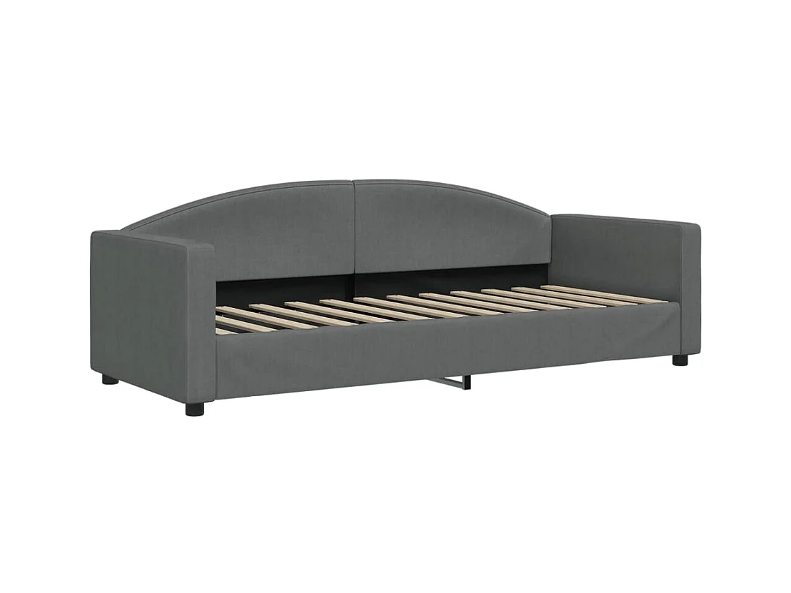 Cama 100x200 cm tela gris oscuro ES16504