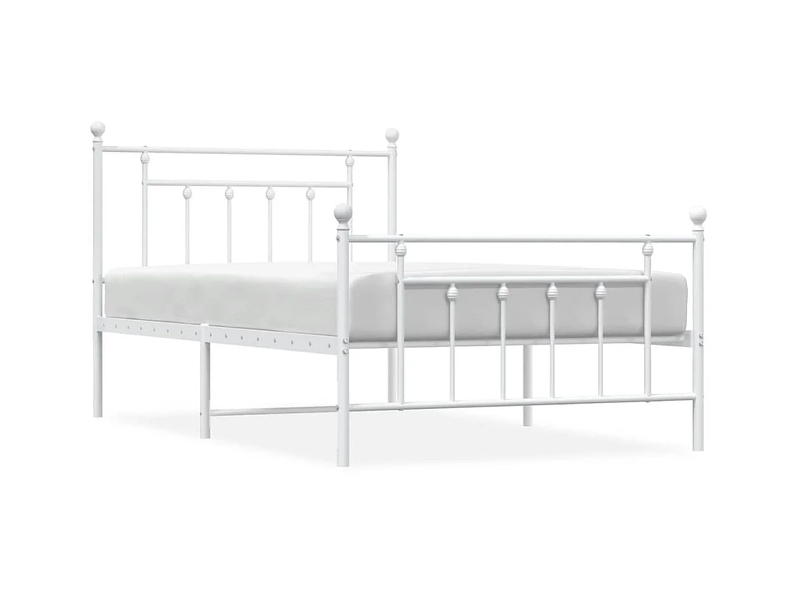 Cama 100x200 cm metal con cabecero y pie cama blanca ES38393