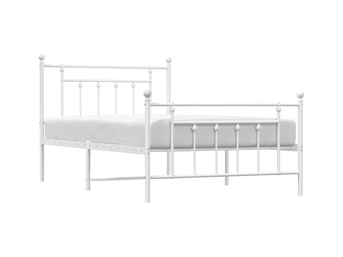Cama 100x200 cm metal con cabecero y pie cama blanca ES38393