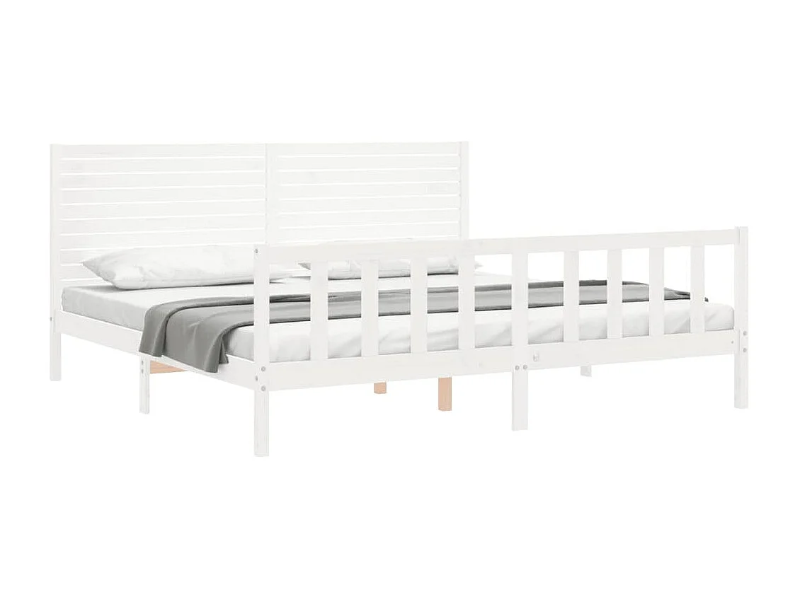 Lit-200x200 cm avec tête de lit blanc bois massif EGGB72910