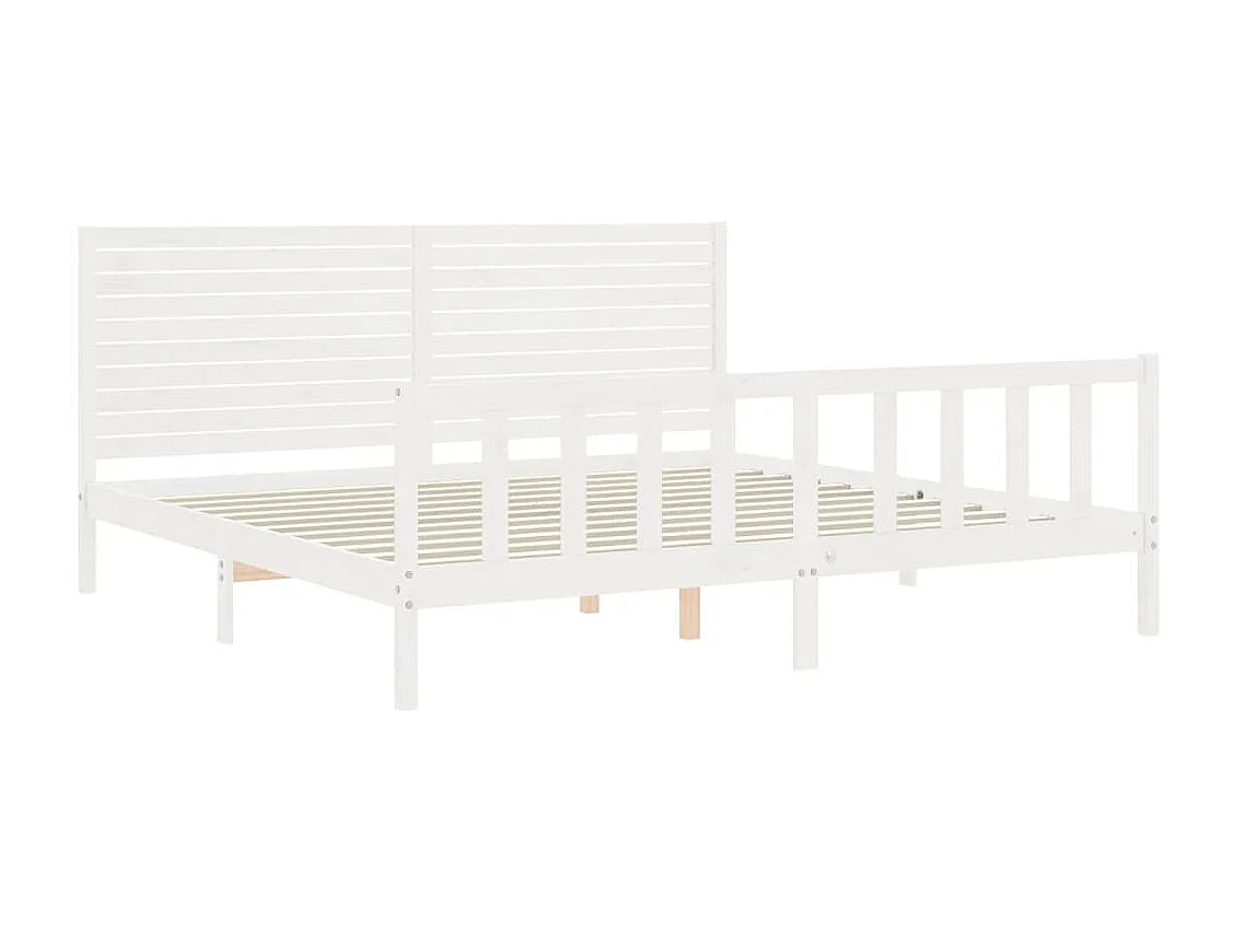 Lit-200x200 cm avec tête de lit blanc bois massif EGGB72910